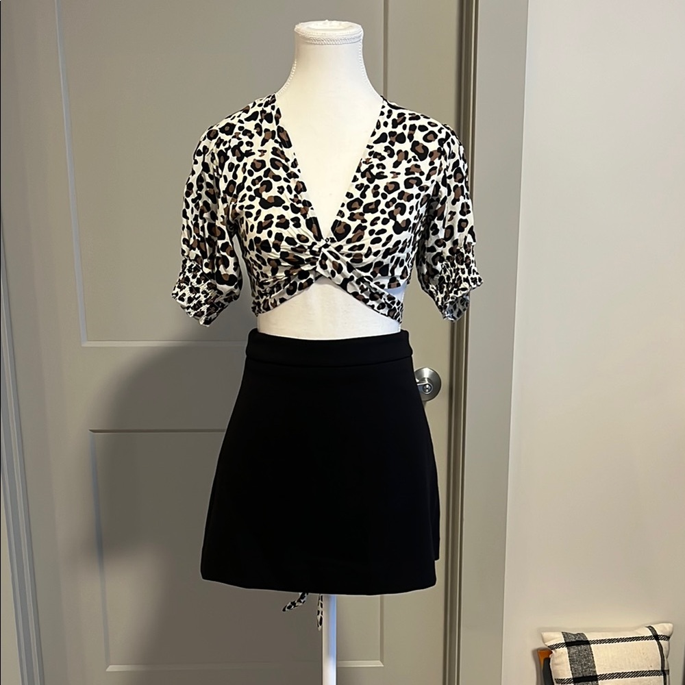 Two piece outfit- Leopard Print Top with Express Black Skirt